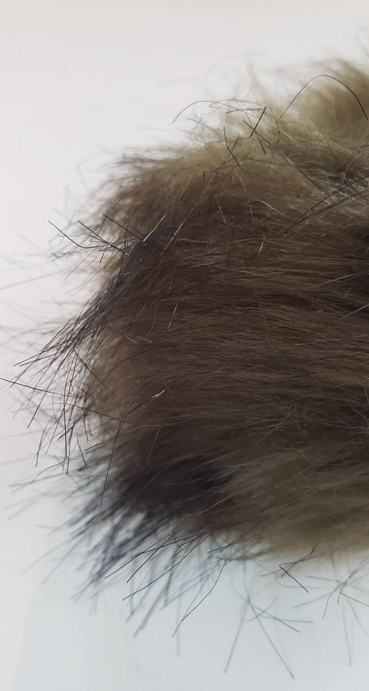 Faux Fur Pom Pom - Olive Green with dark tips