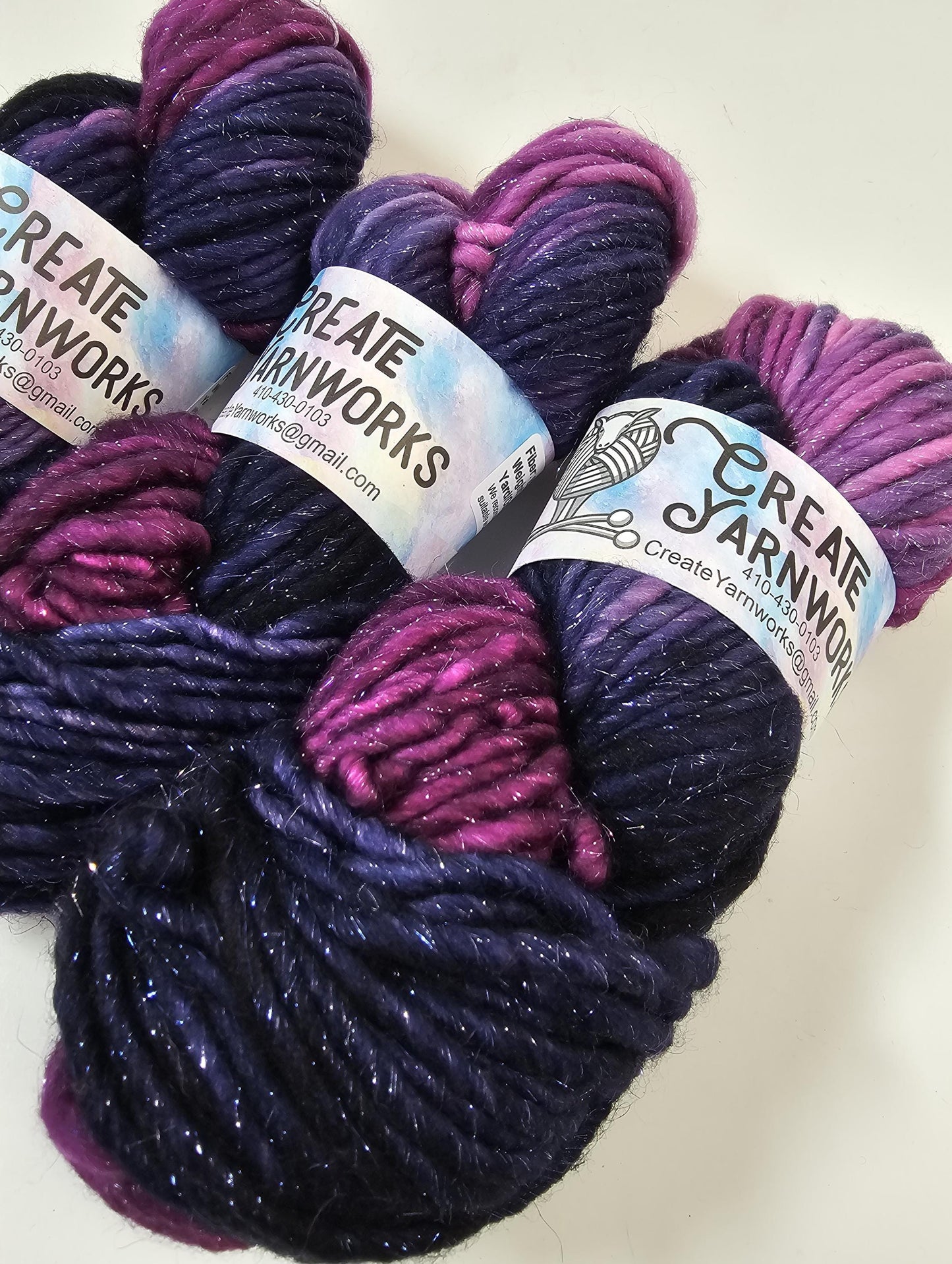 Aurora in Silver Sparkle Superwash Merino Blend Super Bulky Weight Yarn