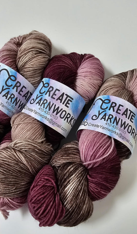 Burgundy Bark in Superwash Merino/Nylon (85/15) Blend Fingering Weight Yarn