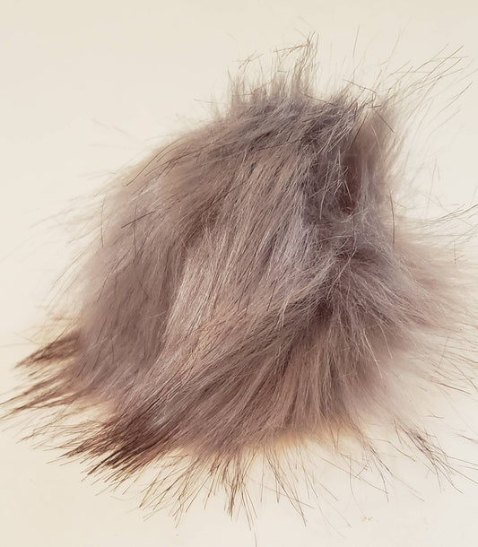Faux Fur Pom Pom - Dark Grey with dark tips
