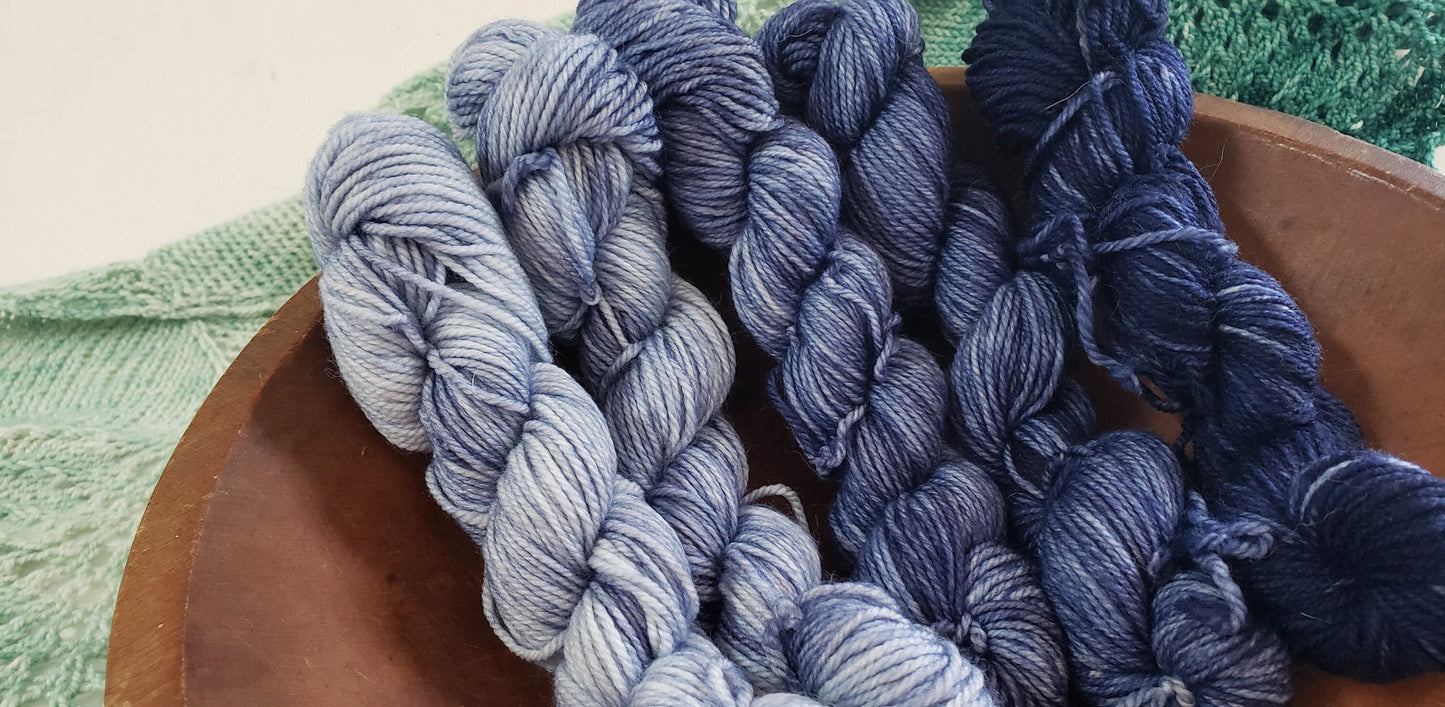 Gradient Knitted Shawl Kit in Navy Blue Sparkle - Pattern and Yarn Included