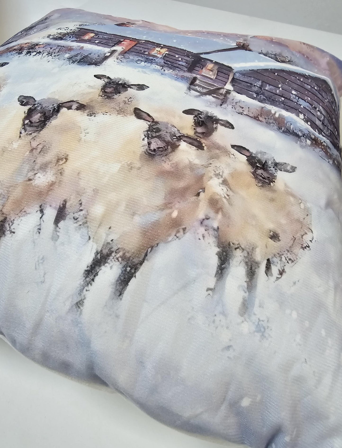 Special - Decorative 18"x18" Pillow - Sheep in the Snow