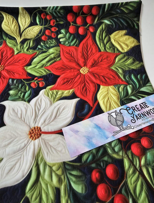 Special - Decorative 18"x18" Pillow - Quilted Look Winter Poinsetta