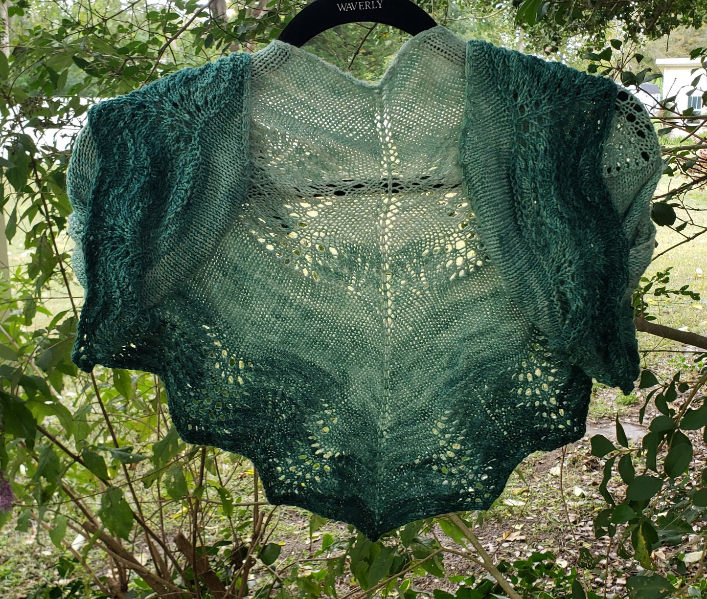 Gradient Knitted Shawl Kit in Forest Green Gradient - Pattern and Yarn Included