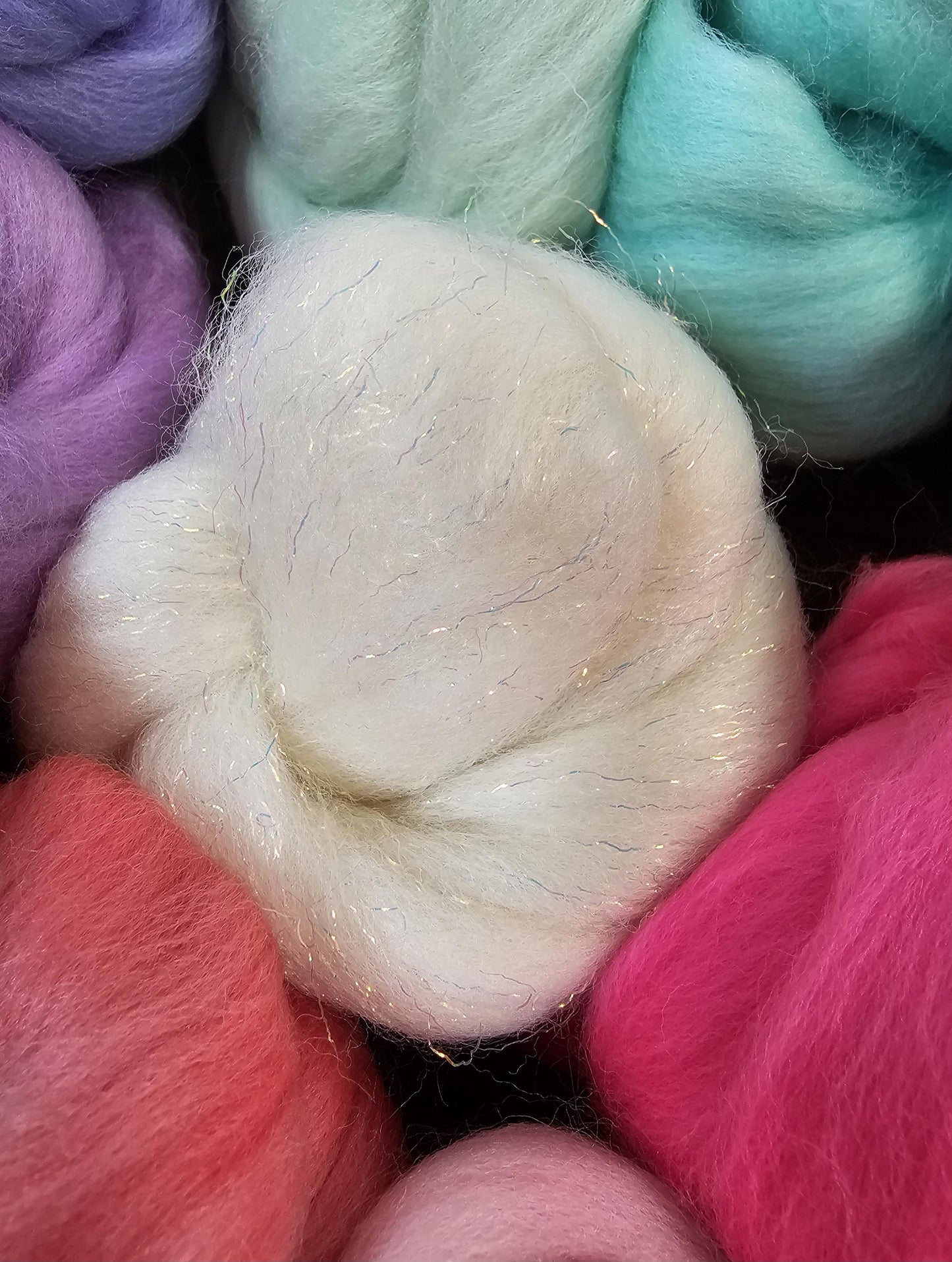 Unicorn in 23 micron Merino Fiber for Needle Felting, Wet Felting, or Spinning *sparkles*
