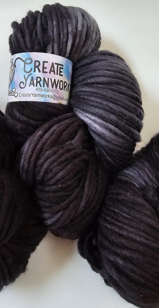 Almost Black in 100% Superwash Merino Super Bulky Yarn