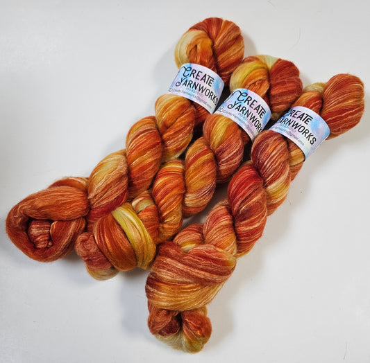 Pumpkin in Merino/Milk Fiber 67/33 blend Top 4oz braid