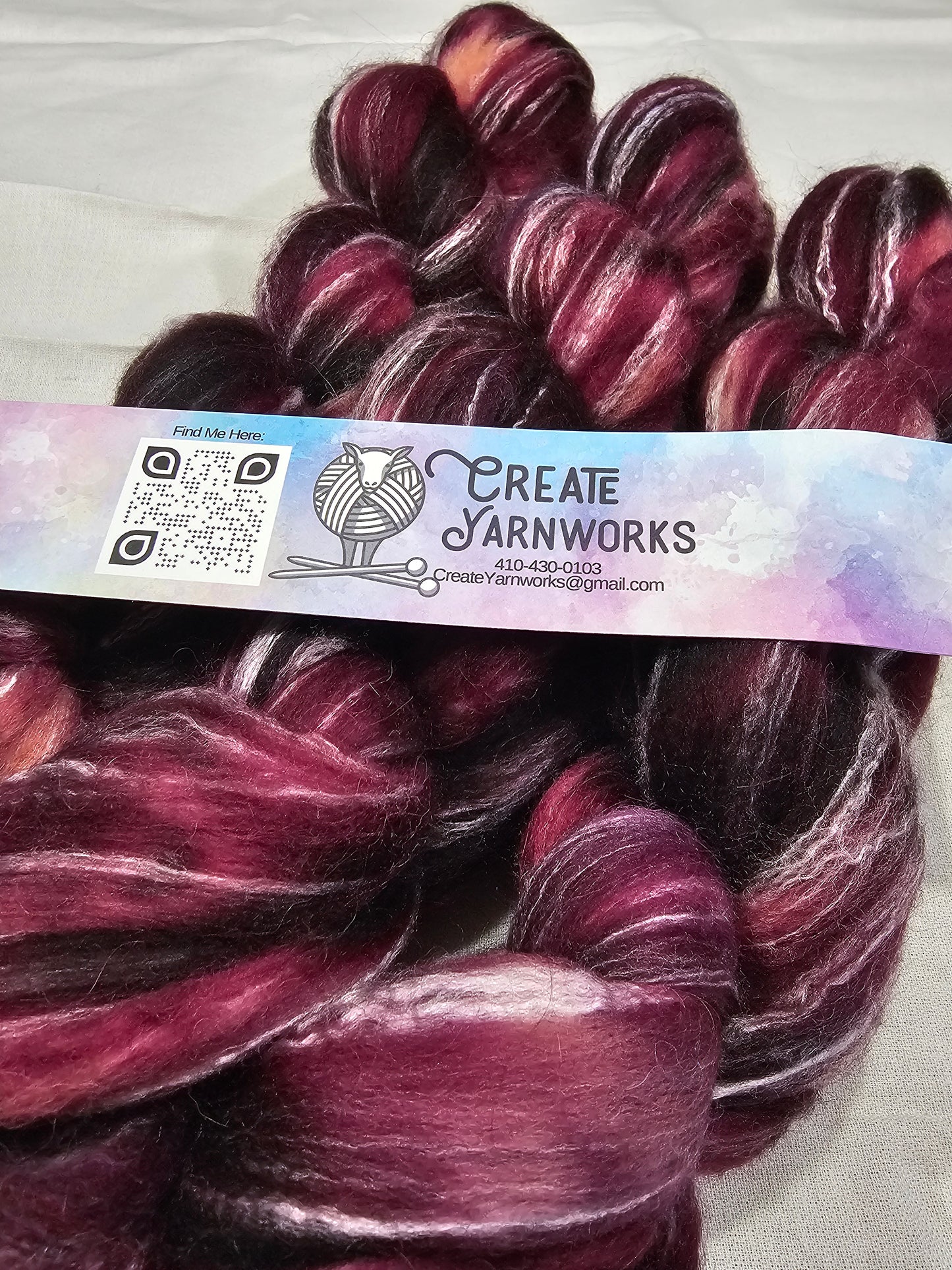 Wine Country in Cormo/ Rose Fiber/ Baby Alpaca custom blend Top 4oz braid