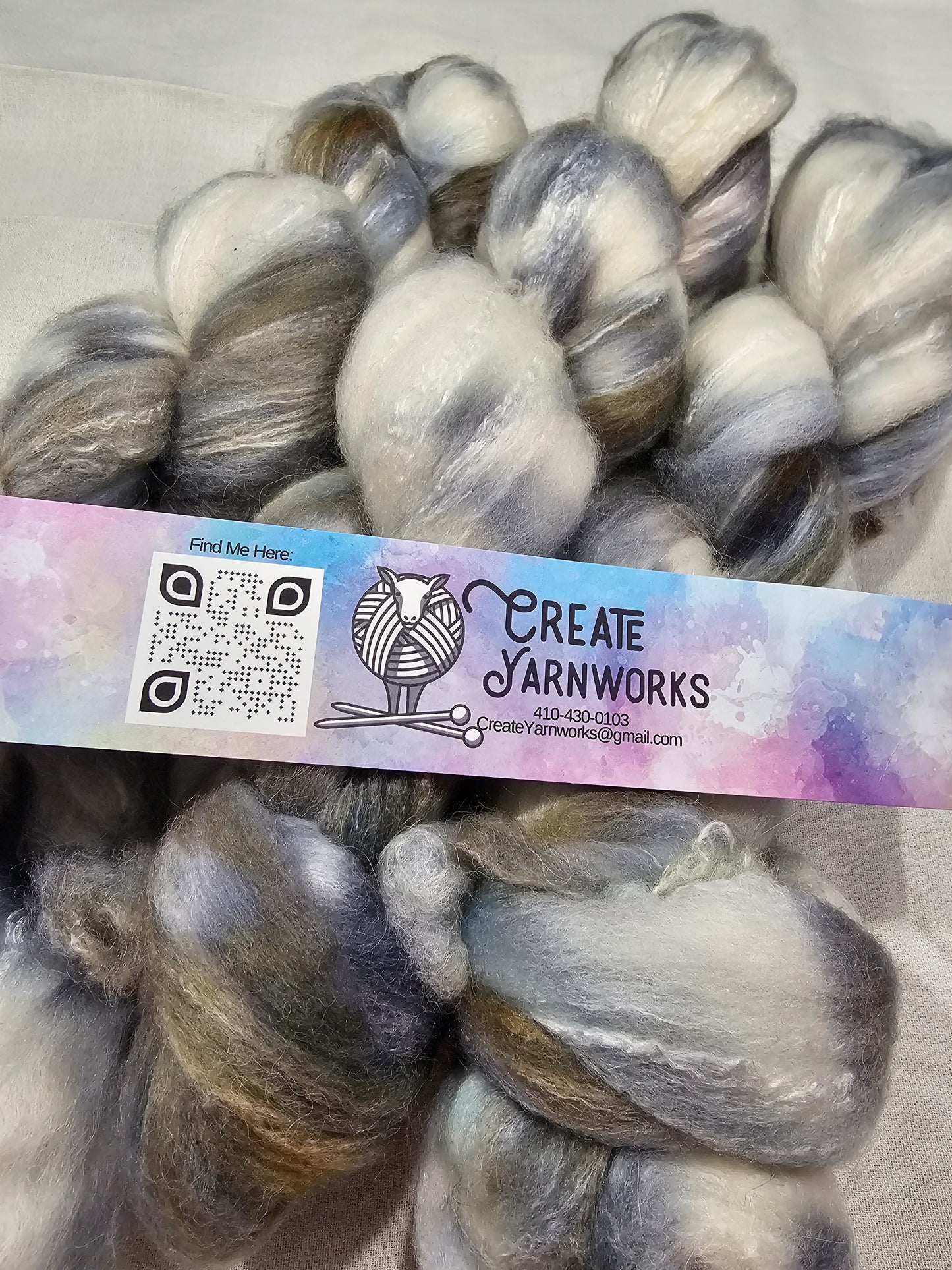 Stormy Skies in Cormo/ Rose Fiber/ Baby Alpaca custom blend Top 4oz braid