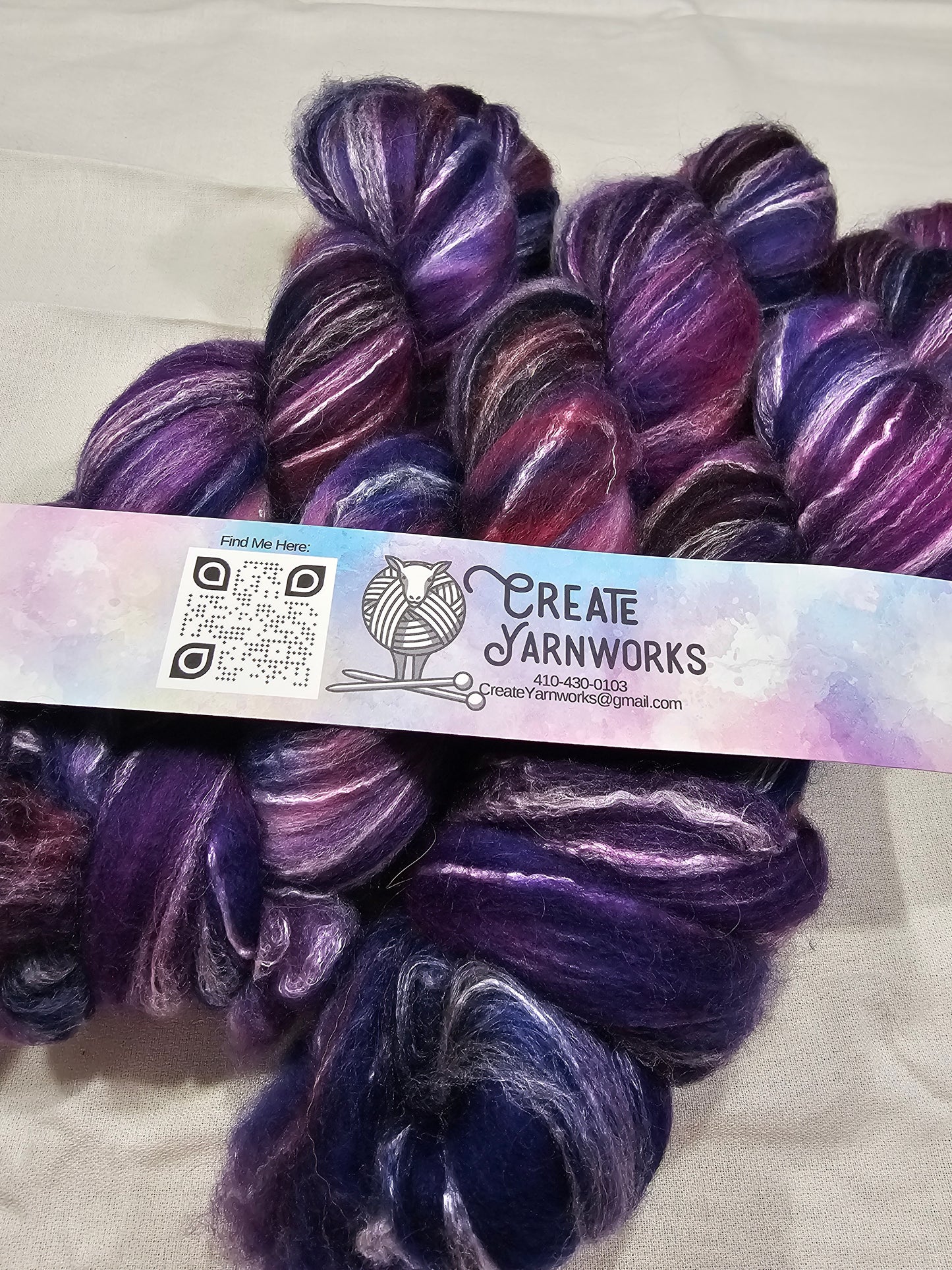 Purples in Cormo/ Rose Fiber/ Baby Alpaca custom blend Top 4oz braid