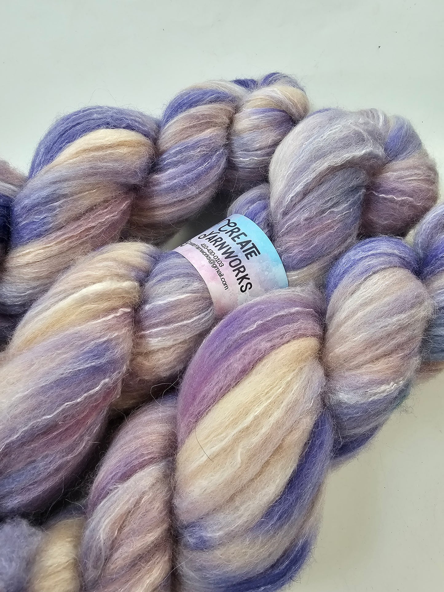 Lavender in BFL, Rose Fiber and Baby Alpaca Top Roving Blend 4oz braid