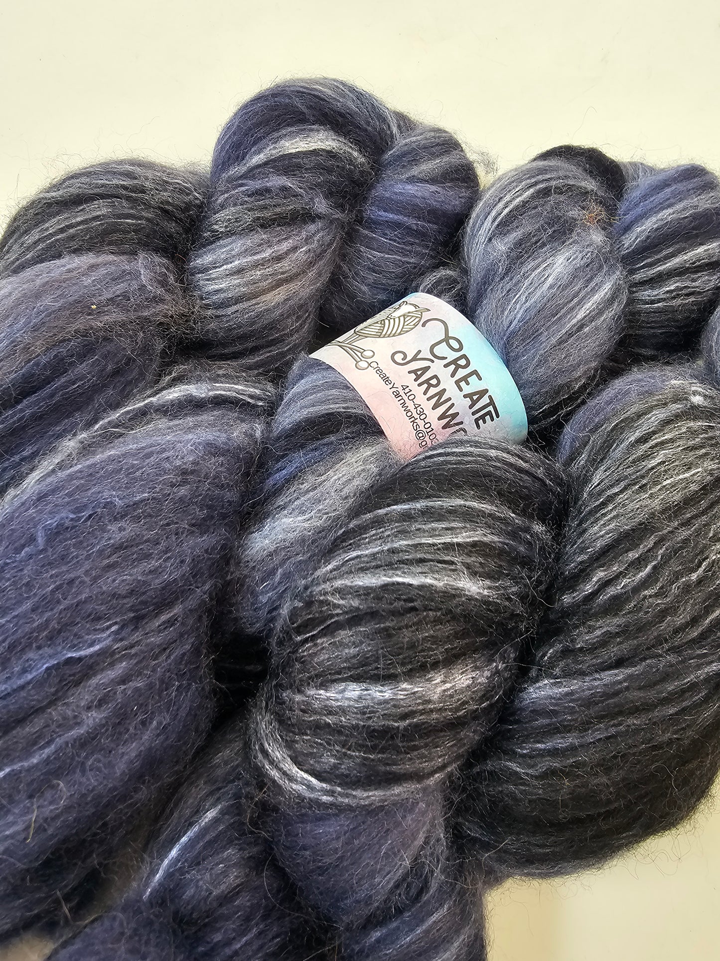 Navy in BFL, Rose Fiber and Baby Alpaca Top Roving Blend 4oz braid