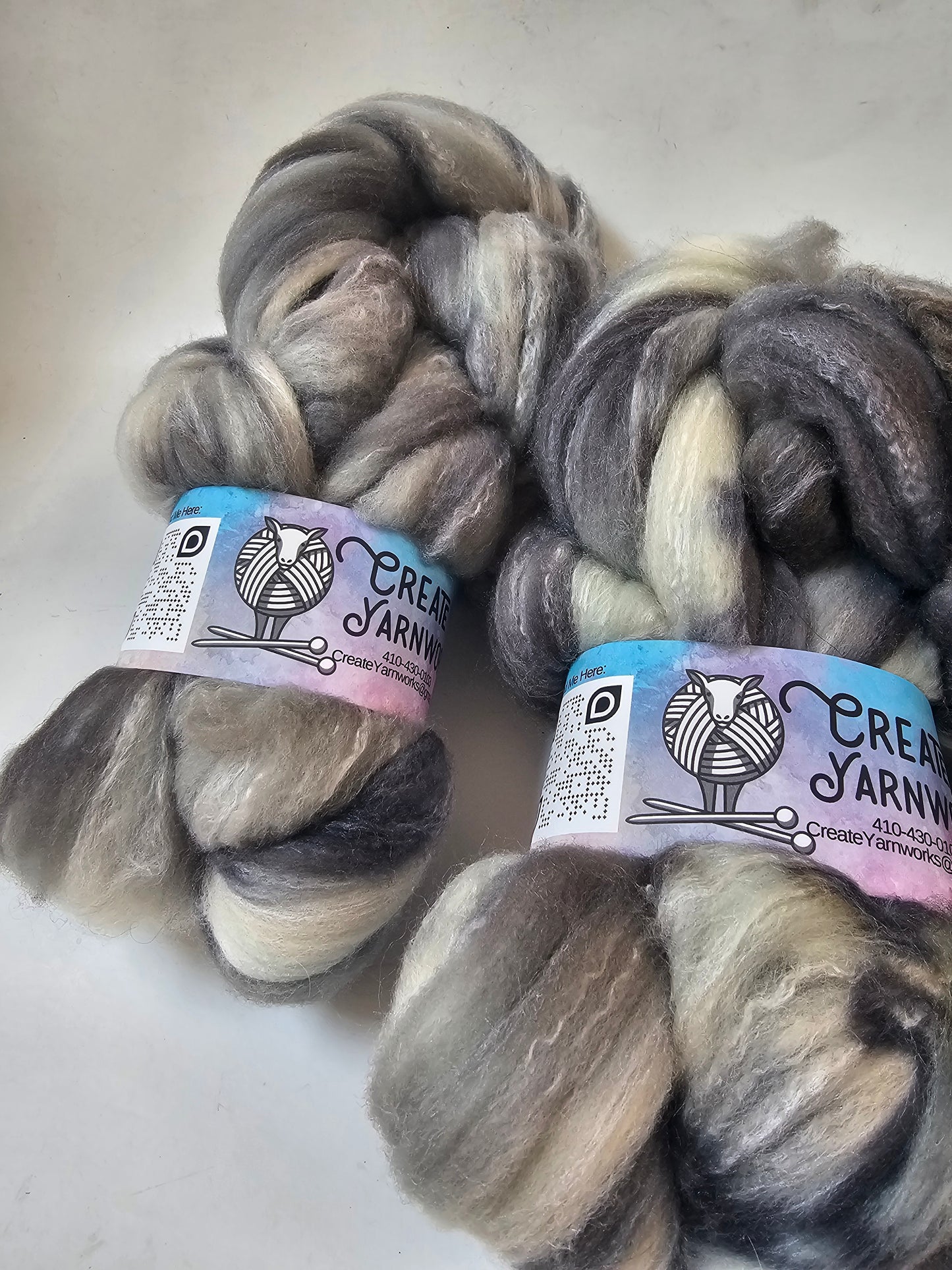 Stormy Skies in Targhee, Bamboo and Silk Top Roving Custom Blend 4oz braid