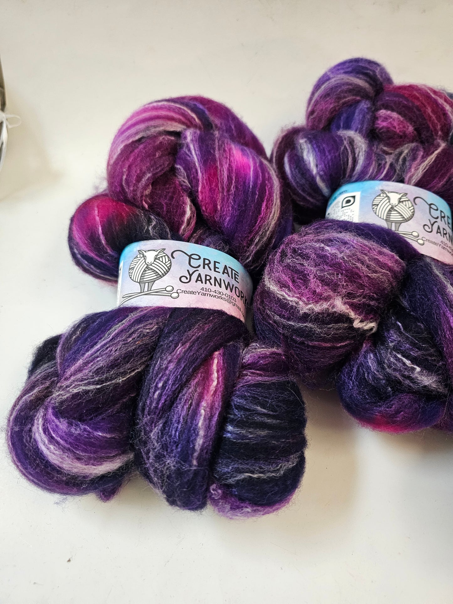 Purples in Targhee, Bamboo and Silk Top Roving Custom Blend 4oz braid