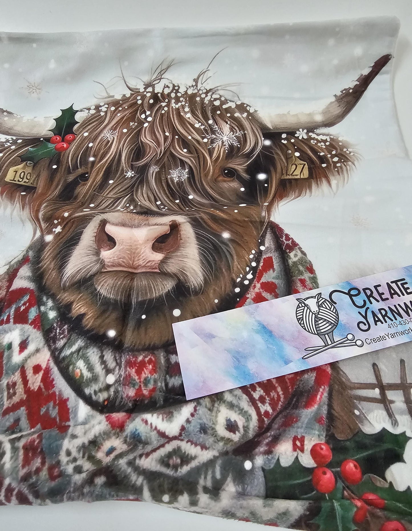 Special - Decorative 18"x18" Pillow - Winter Highland Cow - Highland Coo!