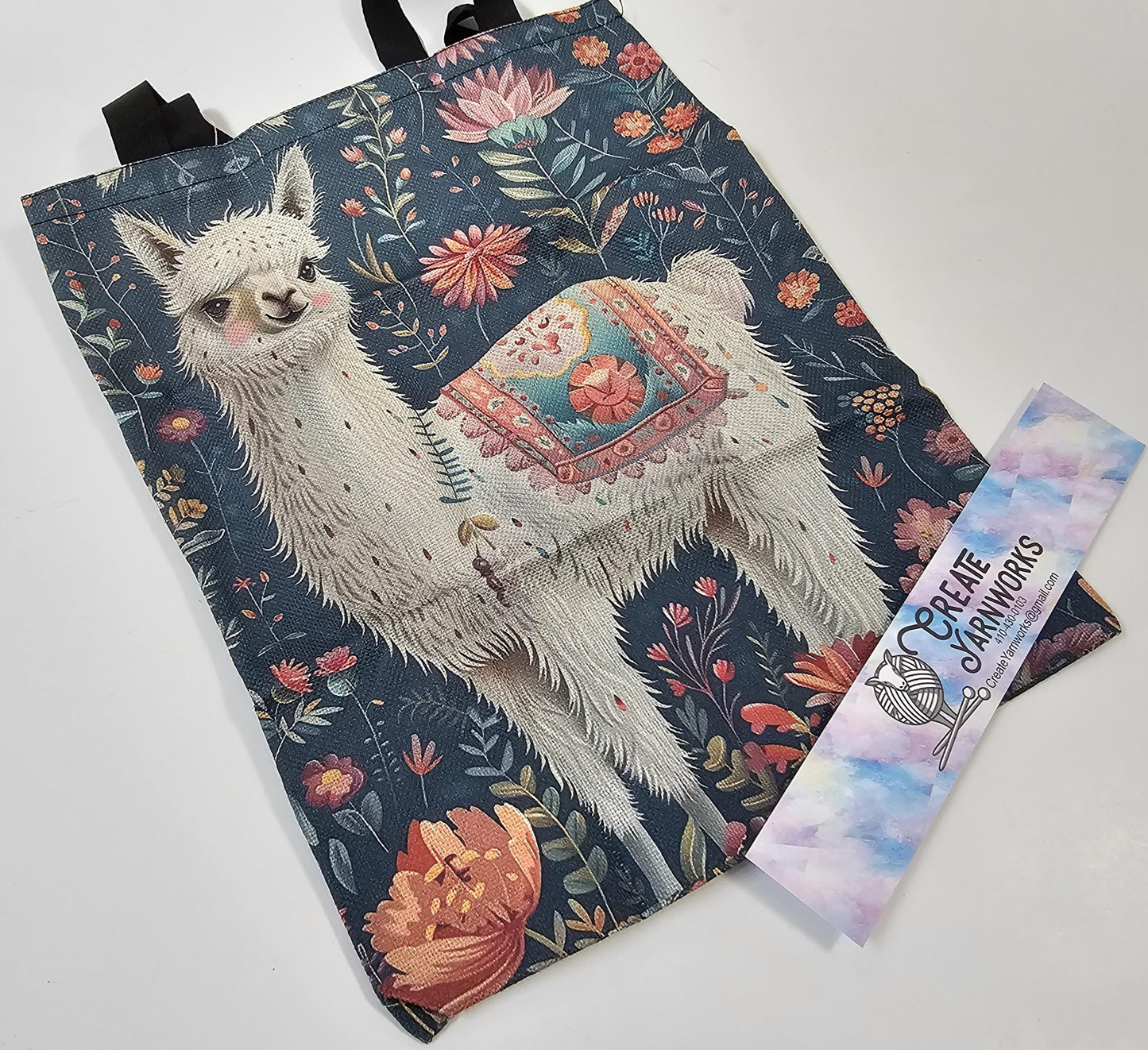 Alpaca Large Project Bag - Tote with Handles Llama
