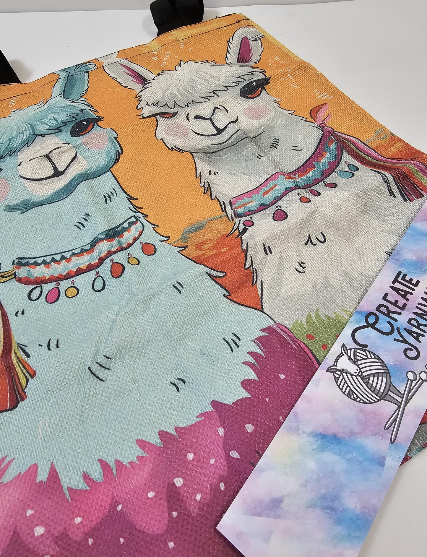 2 More Fancy Alpaca Large Project Bag - Tote with Handles Llama