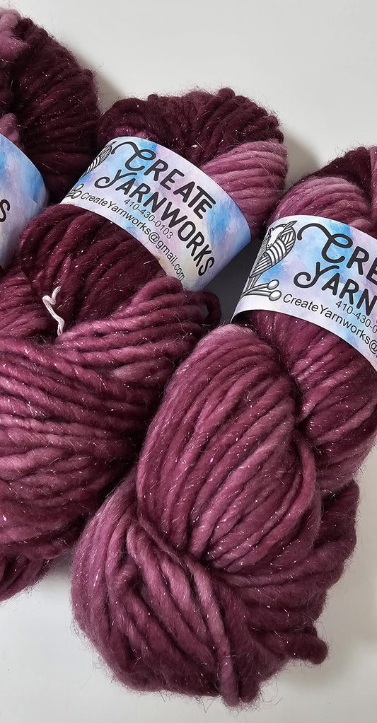 Wine Country in Silver Sparkle Superwash Merino Blend Super Bulky Weight Yarn
