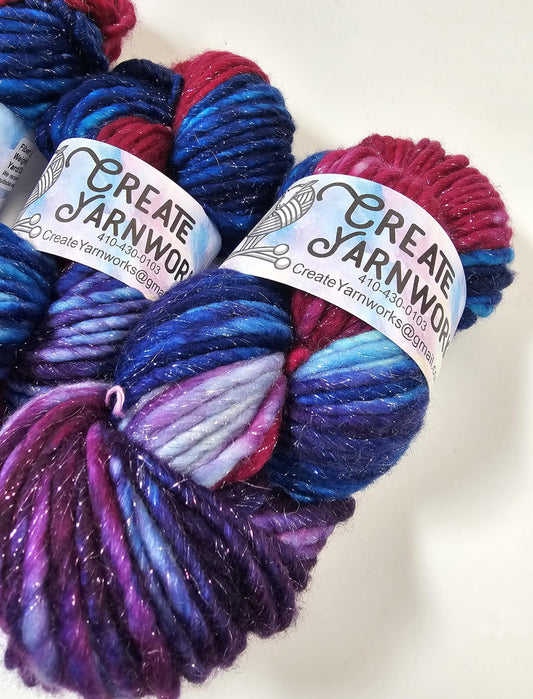 It's Electric! in Silver Sparkle Superwash Merino Blend Super Bulky Weight Yarn