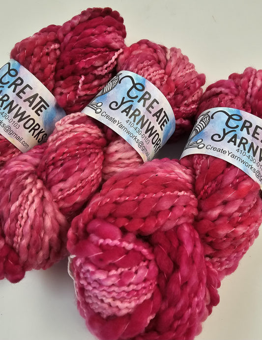 Pretty in Pink in Thick n Thin 100% Superwash Merino Bulky Yarn