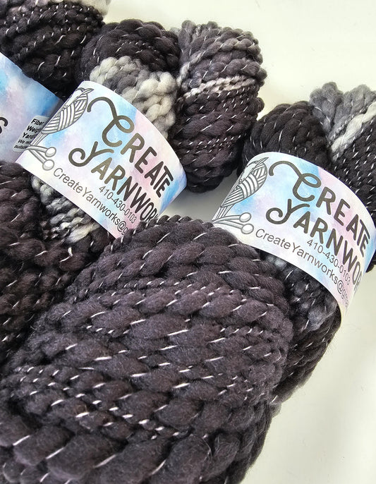 Almost Black in Thick n Thin 100% Superwash Merino Bulky Yarn