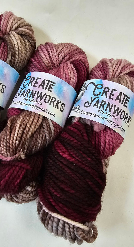 Burgundy Bark 100% Superwash Merino Bulky Yarn