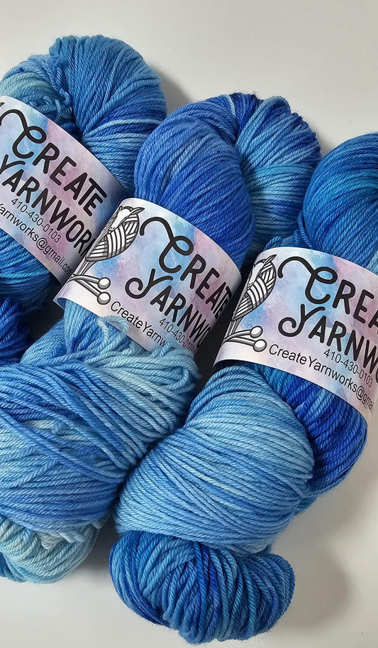 Blue Skies in Superwash Merino/Nylon (85/15) Blend Fingering Weight Yarn