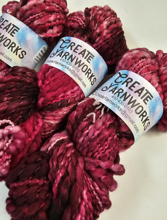 Raspberry Wine in Thick n Thin 100% Superwash Merino Bulky Yarn