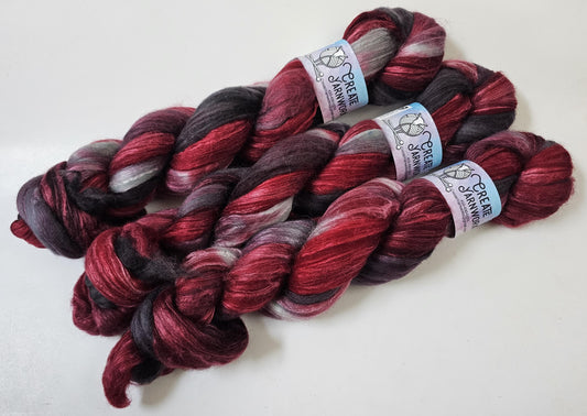 Crimson Slate in Merino/Milk Fiber 67/33 blend Top 4oz braid