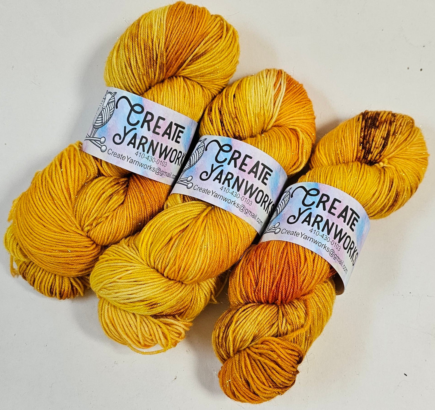 Goldilocks in Gold Sparkle Superwash Merino Blend Fingering Weight Yarn