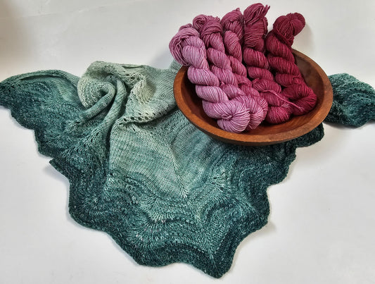 Gradient Knitted Shawl Kit in Amethyst Gradient - Pattern and Yarn Included