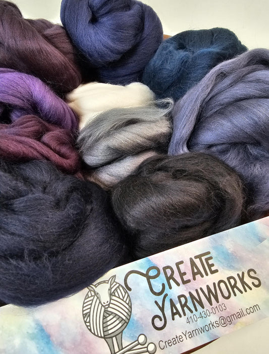 Night Sky in 23 micron Merino Fiber for Needle Felting, Wet Felting or Spinning