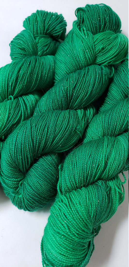 Irish in Gold Sparkle Superwash Merino Blend Fingering Weight Yarn