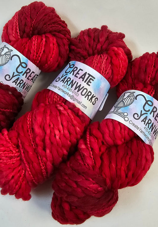 Ragin' Red in Thick n Thin 100% Superwash Merino Bulky Yarn