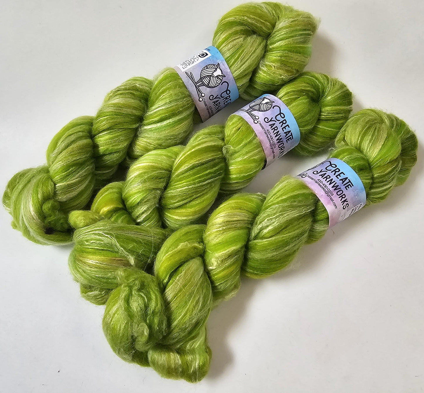 Grinch in Merino/Milk Fiber 67/33 blend Top 4oz braid
