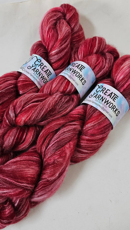Ragin' Red in Merino/Milk Fiber 67/33 blend Top 4oz braid