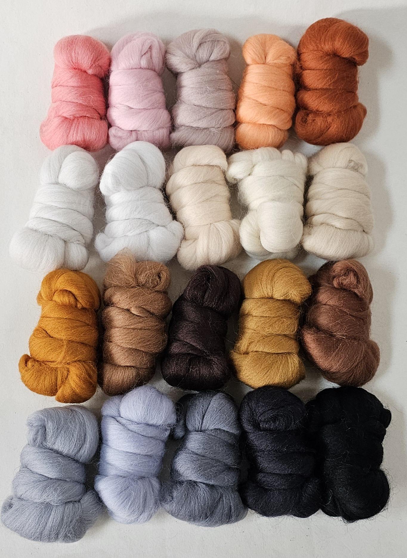 Naturals in 23 micron Merino Fiber for Needle Felting, Wet Felting, or Spinning