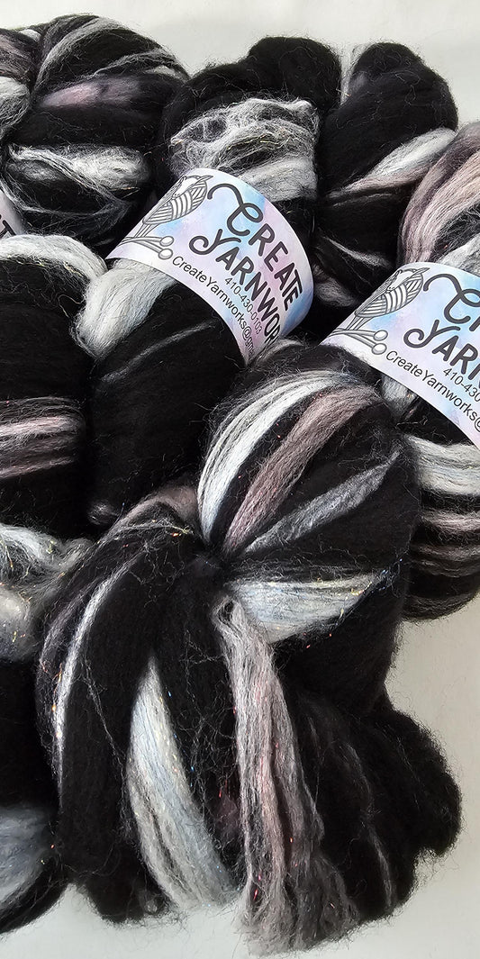 Almost Black in Superwash Merino & Stellina Blend 4oz braid