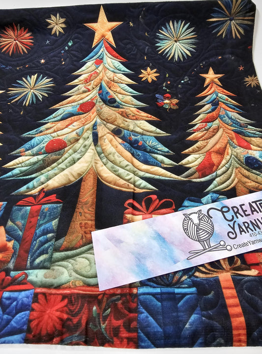 Special - Decorative 18"x18" Pillow - Quilted Look Colorful Christmas Tree