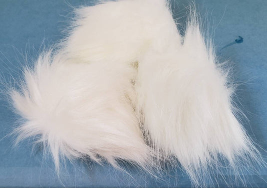 Faux Fur Pom Poms - White