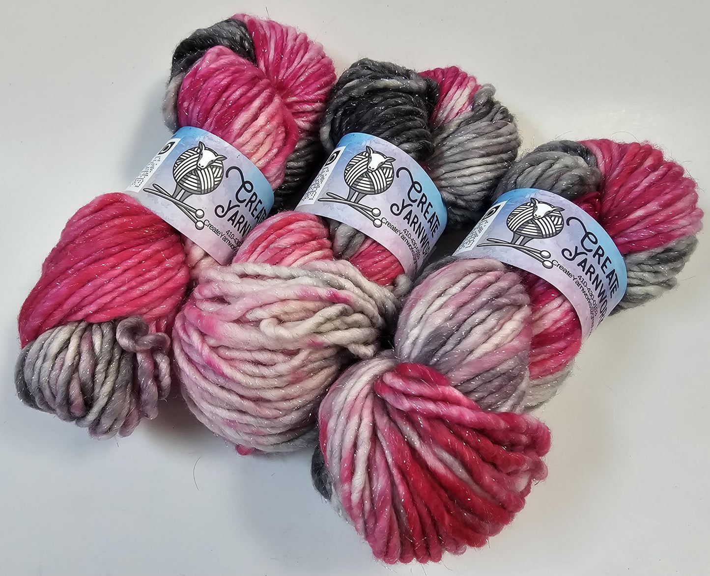 Preppy in Silver Sparkle Superwash Merino Blend Super Bulky Weight Yarn