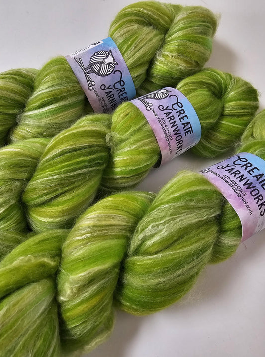 Grinch in Merino/Milk Fiber 67/33 blend Top 4oz braid