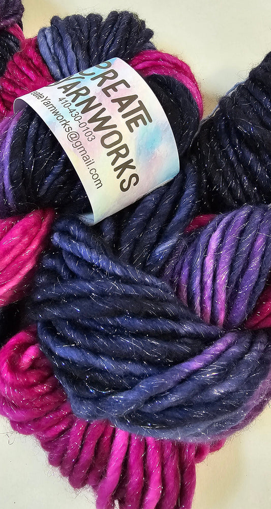 Aurora in Silver Sparkle Superwash Merino Blend Super Bulky Weight Yarn