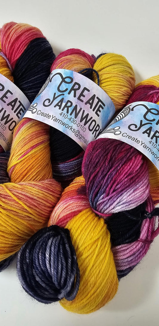 Mountain Sunset in Superwash Merino/Nylon (85/15) Blend Fingering Weight Yarn