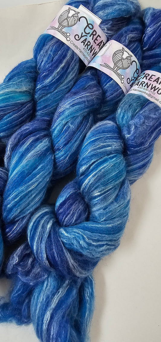 Blue Skies in Merino/Milk Fiber 67/33 blend Top 4oz braid