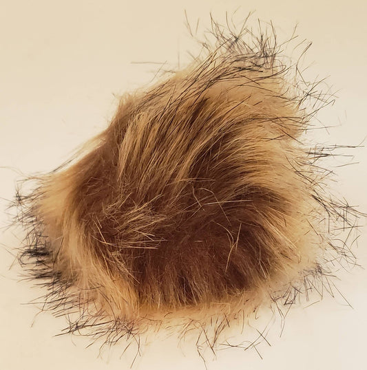 Faux Fur Pom Pom - Light brown with tan highlights