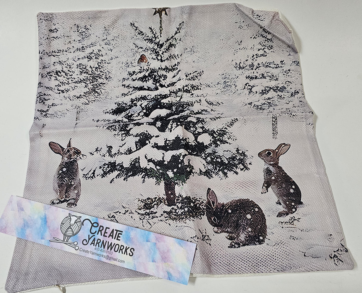 Special - Decorative 18"x18" Pillow - Rabbits at a Tree