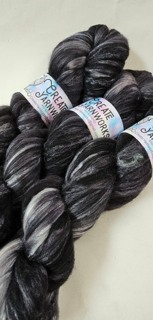 Almost Black in Merino/Milk Fiber 67/33 blend Top 4oz braid