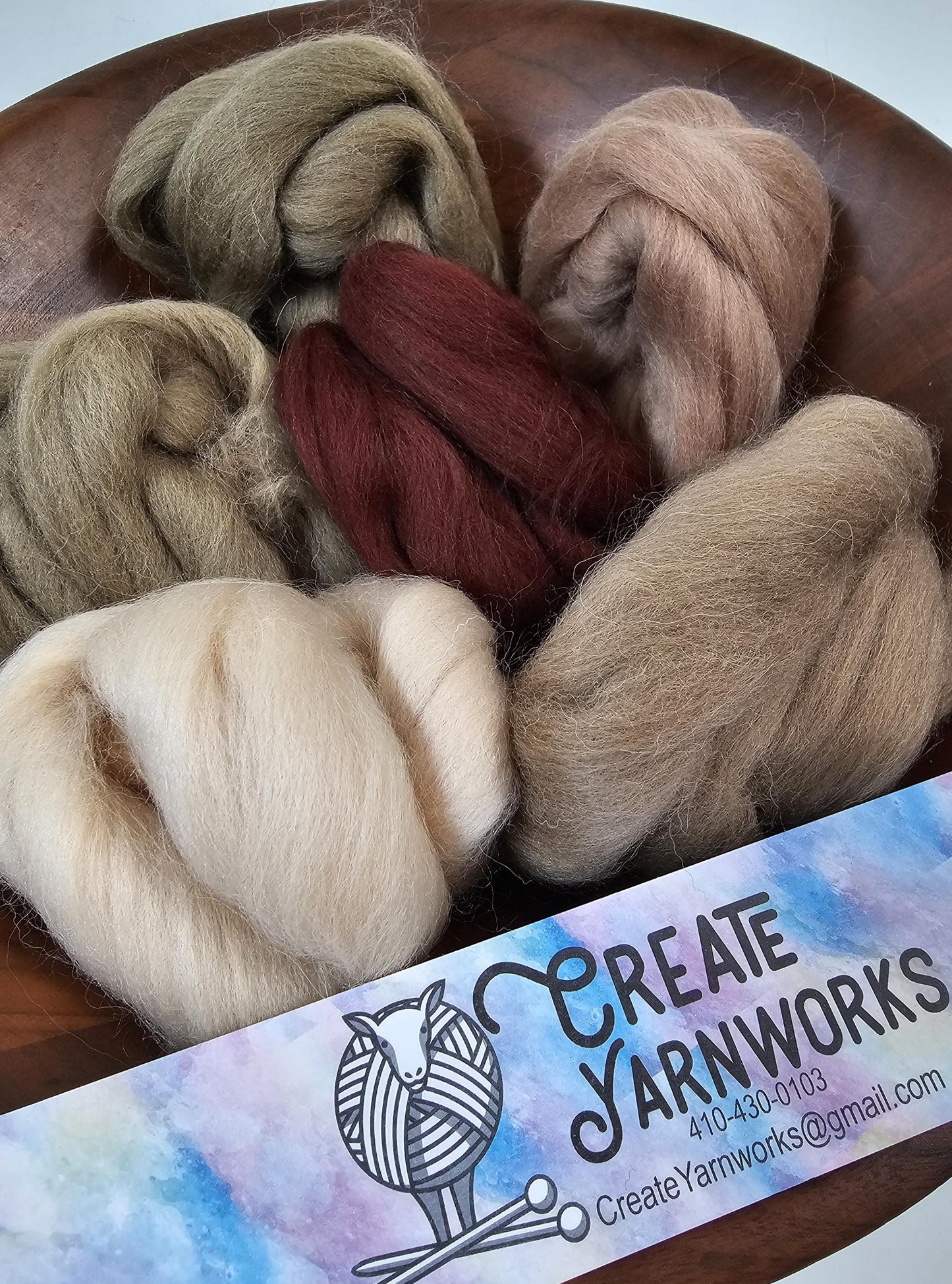 Earth Tones in Shetland Wool Fiber for Needle Felting, Wet Felting, or Spinning