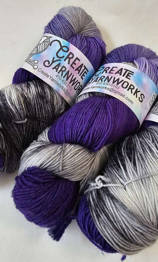 Purple Rain in Superwash Merino/Nylon (85/15) Blend Fingering Weight Yarn